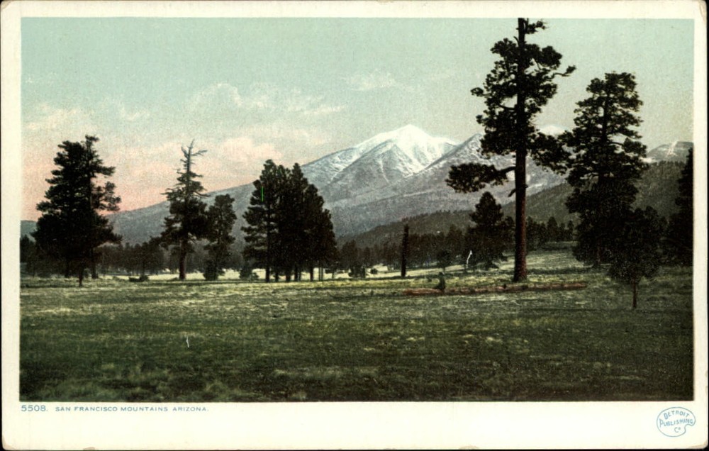 San Francisco Mountains Arizona ~ Phostint Detroit Publ ~ 1920s postcard