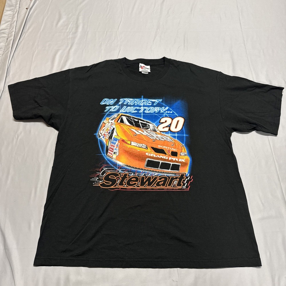 Vintage Y2K Tony Stewart NASCAR Racing Double Sided Shirt 2XL Home Depot Black