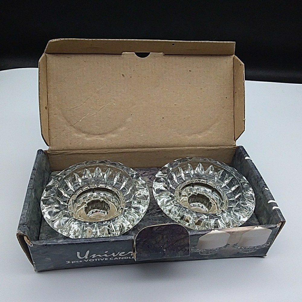 Vintage Universal Set Clear Glass Taper Votive Candle Holders 3 in 1