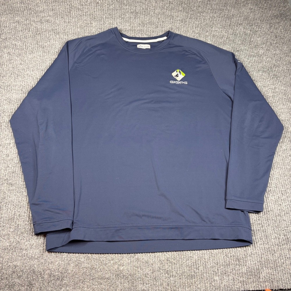 Peter Millar Shirt Men's XXL Navy Blue Long Sleeve Performance Logo