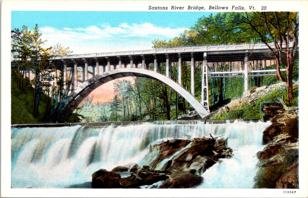 Vintage Postcard Saxtons River Bridge Bellows Falls Vermont