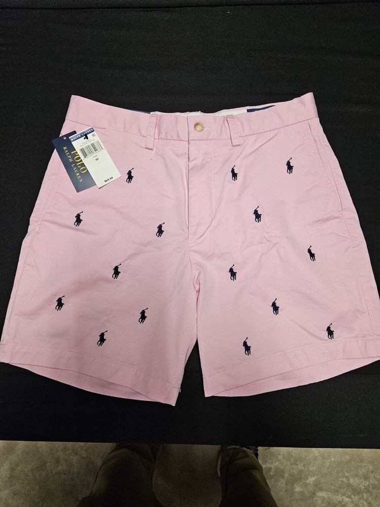 Polo Ralph Lauren Classic Shorts 6” Mens Pink Flat Front  Size 30 New With Tags