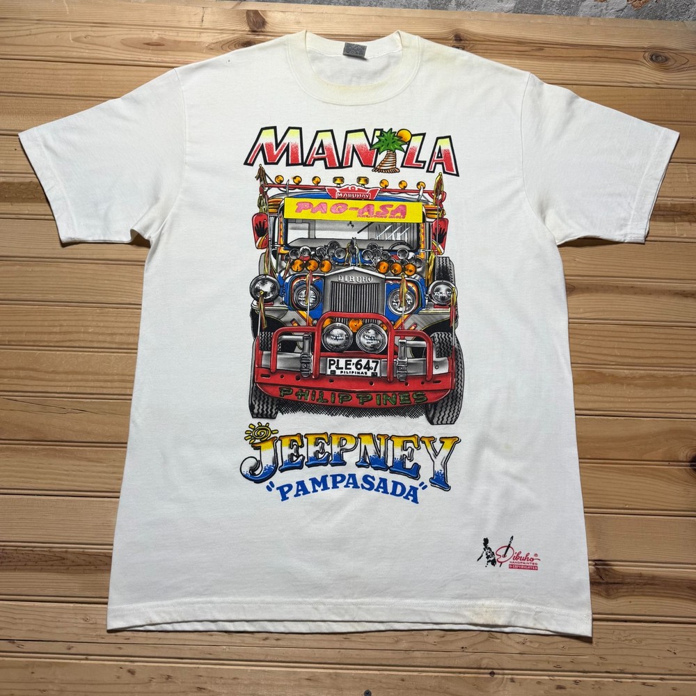 Vintage 90s Manila Jeepney Pampasada Handpainted Philippines Souvenir T-Shirt XL