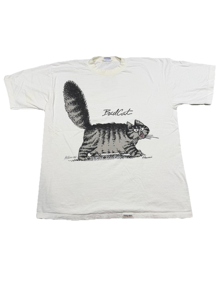 Vintage 90s B Kliban Bad Cat Crazy Shirts Hawaii Single Stitch Shirt Size L Rare