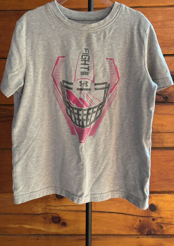 Under Armour HeatGear Girls Graphic Logo T-Shirt Gray Short Sleeve YXS Loose