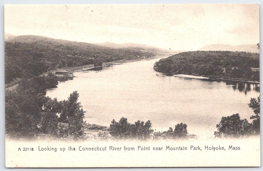 Vintage Connecticut River View from Mountain Park Holyoke MA Postcard