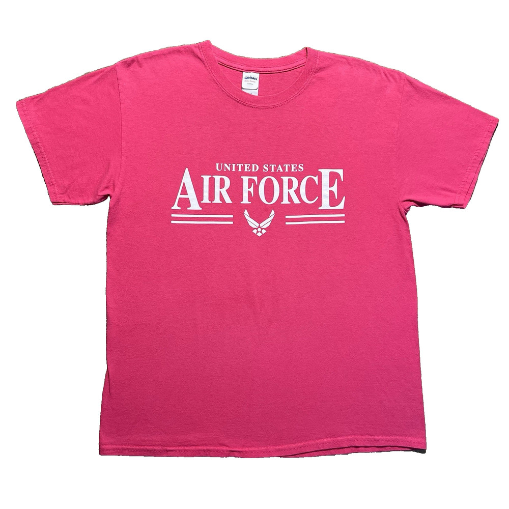 US Air Force T Shirt Mens L Pink USAF Spell Out Patriotic Graphic