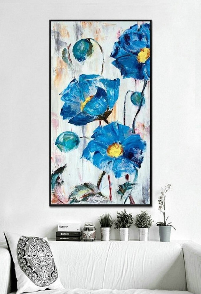 Hand Painted Abstract Flowers Landscape oil painting on Canvas Wall Art Decor
