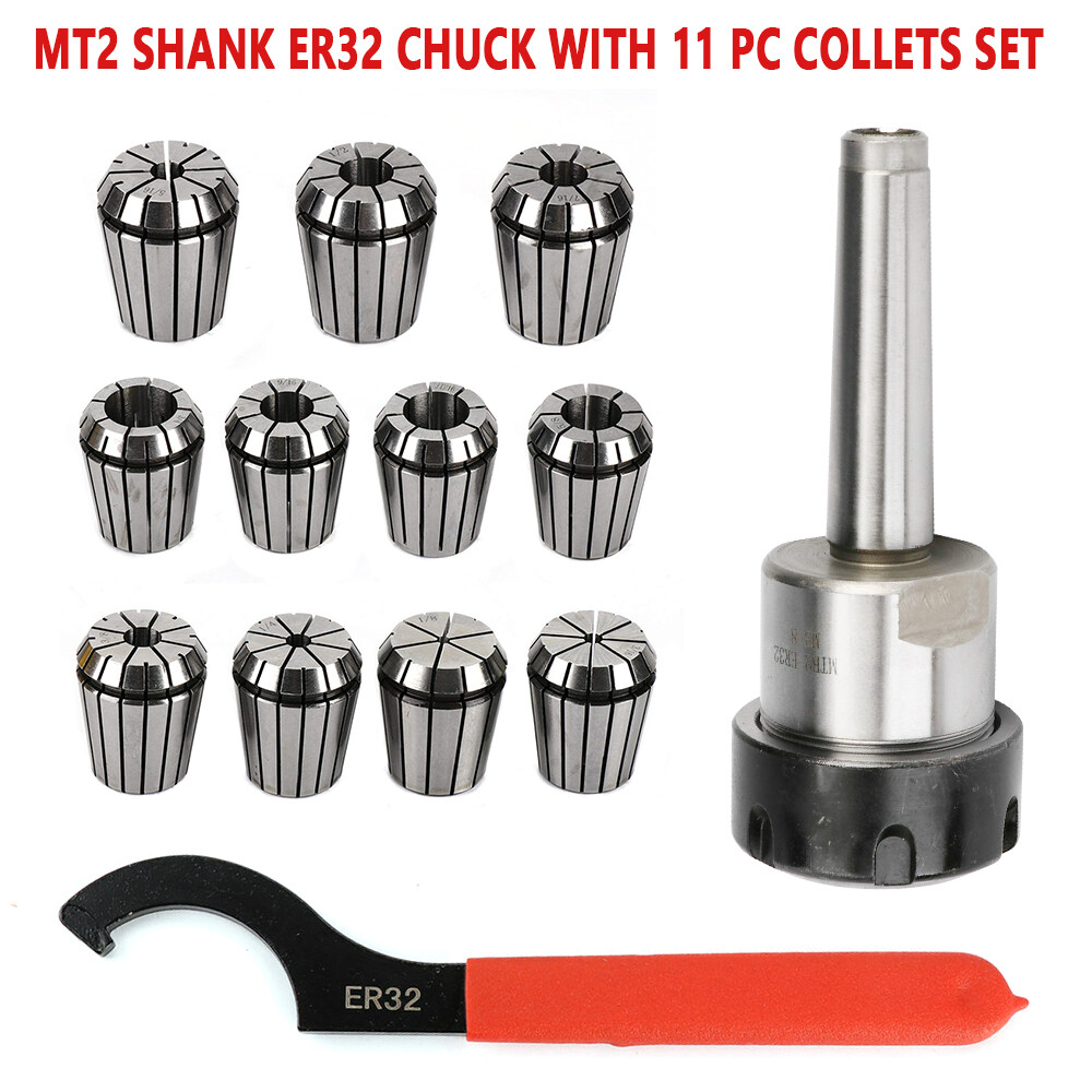 MT2 ER32 Morse Taper Collet Chuck Holder with Milling Tool Set