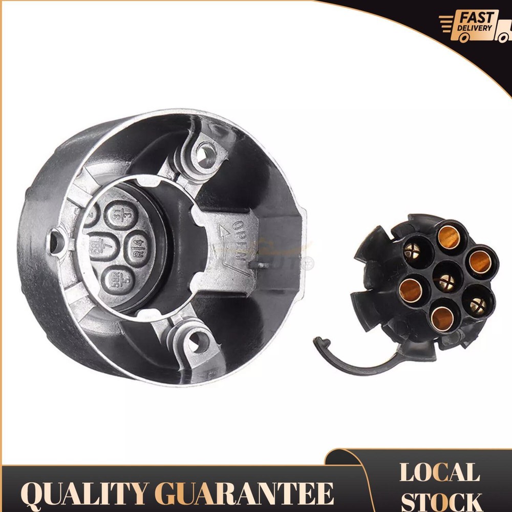 7-Pin Round Metal Trailer Socket Adapter for Trucks and Campers