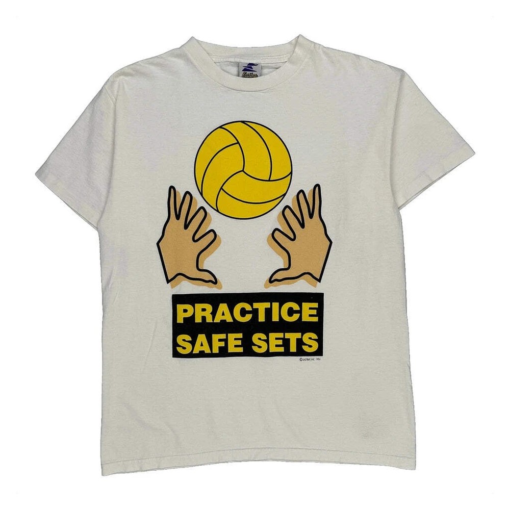 Single Stitch Volleyball Eastbay Graphic T-Shirt - Large Yellow Cotton