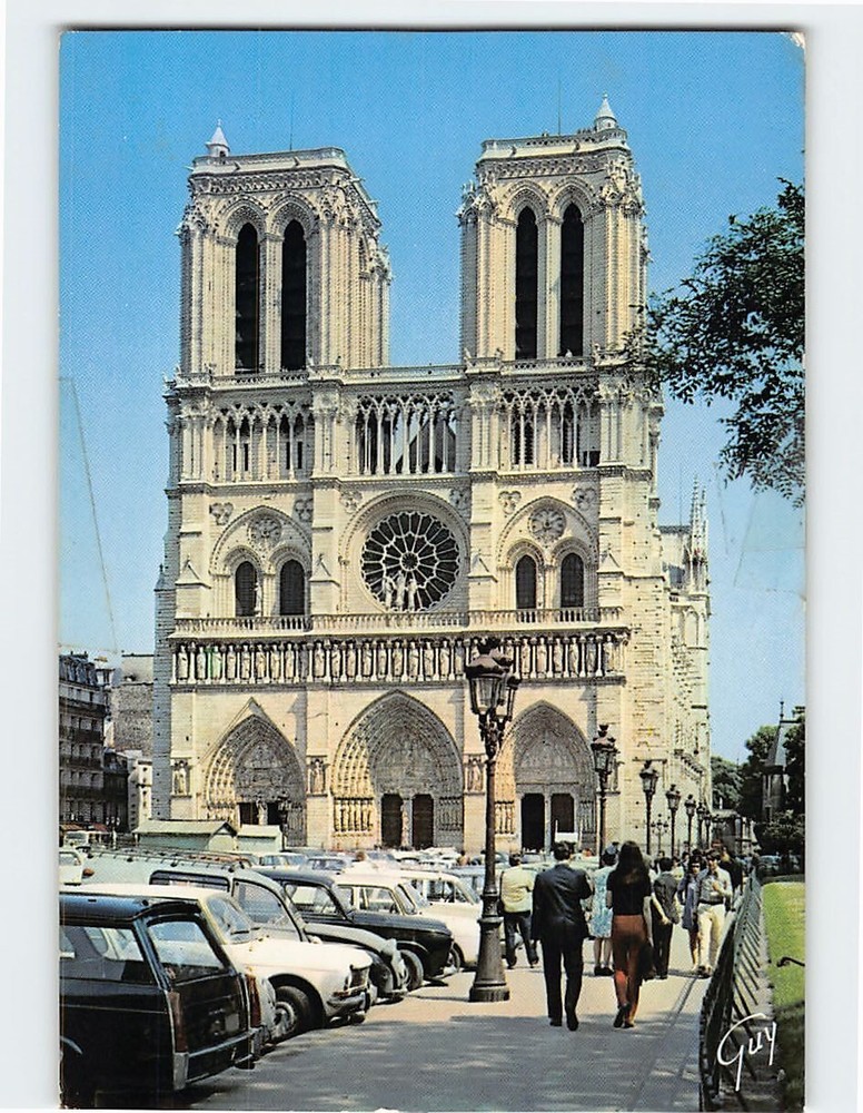 Postcard Facade de la cathedrale Notre Dame Paris France