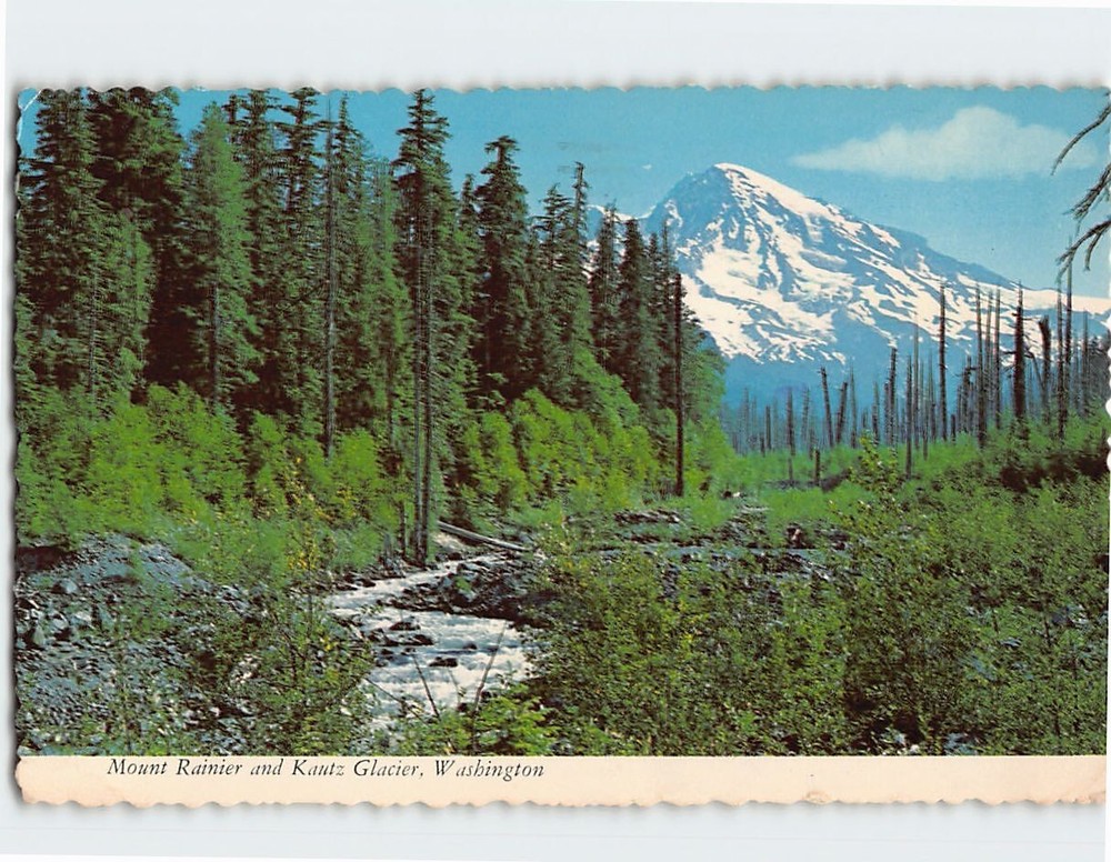 Postcard Mt. Rainier & Kautz Glacier Washington USA