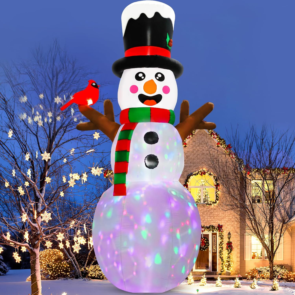12FT Christmas Inflatables Outdoor Decorations, Giant Inflatable Snowman Cardina