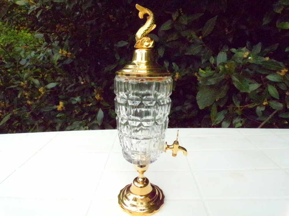 Vintage French gilted 24 k Absinth Crystal Fountain by GELB Paris-image