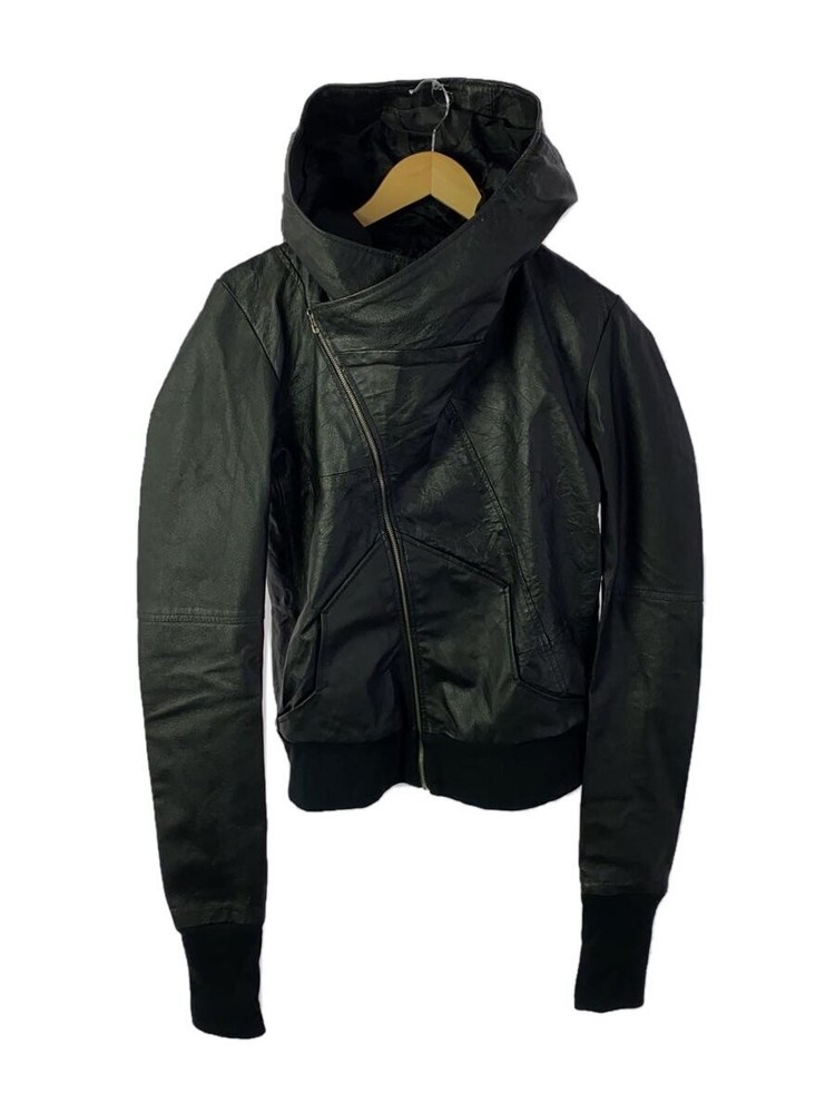 Bk Collection Black Leather Blouson Jacket Size 40 Plain Design 171