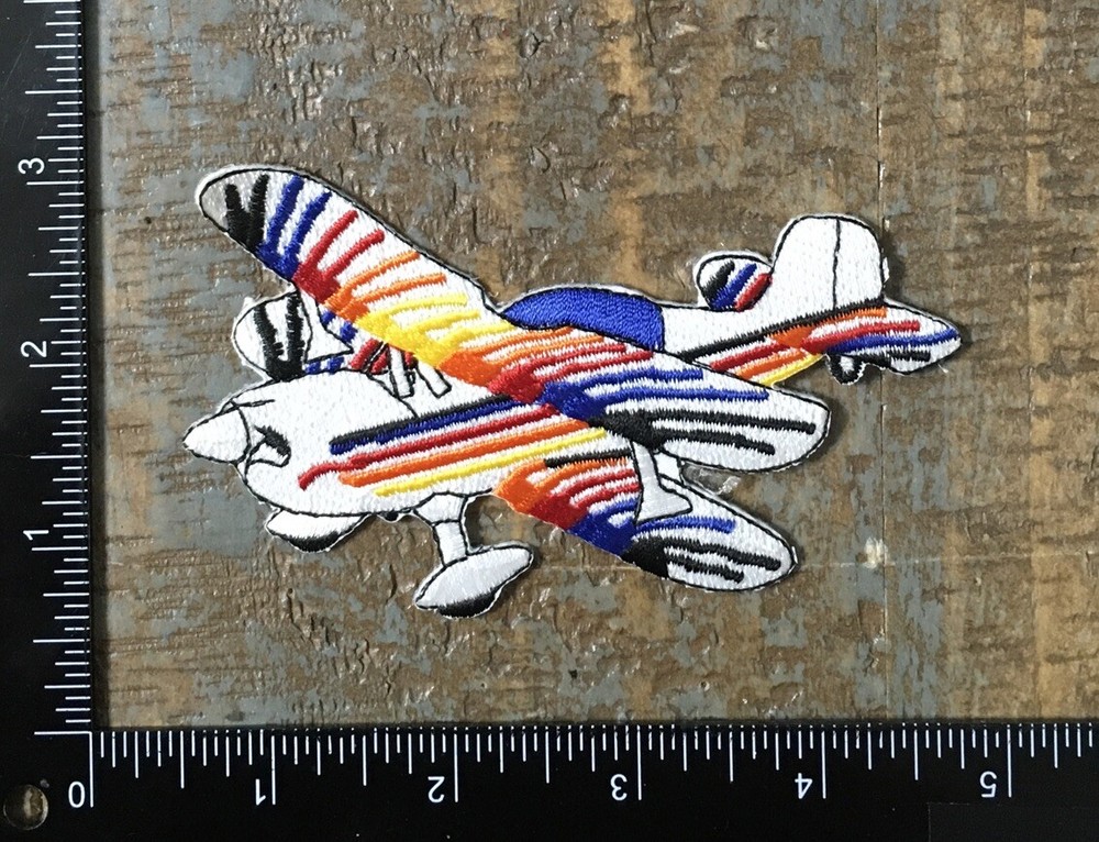 Vintage Airplane Aircraft Aviation Embroidered Iron-On Patch White/Multicolor