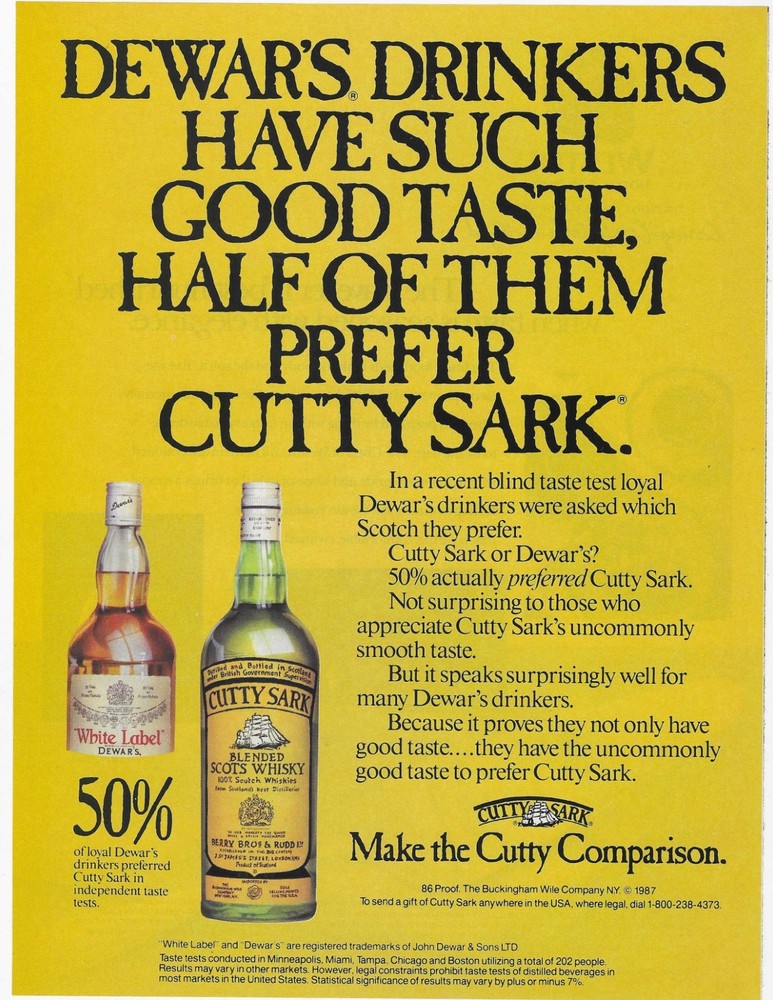 Cutty Sark'  Scots Whisky Original Print Ad