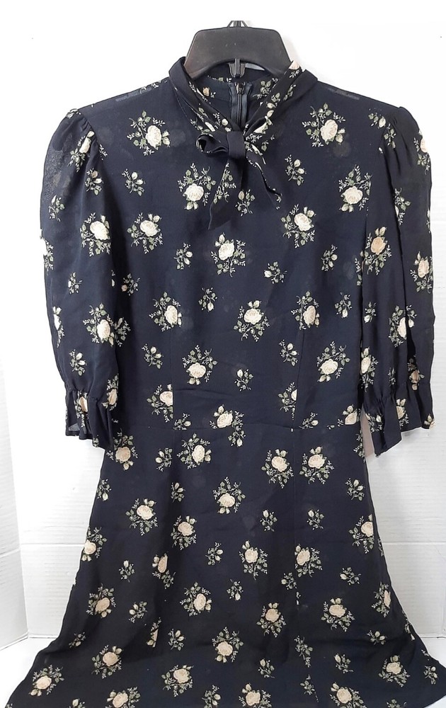 Reformation Black Floral Cassie Mini Dress Women's Size 2