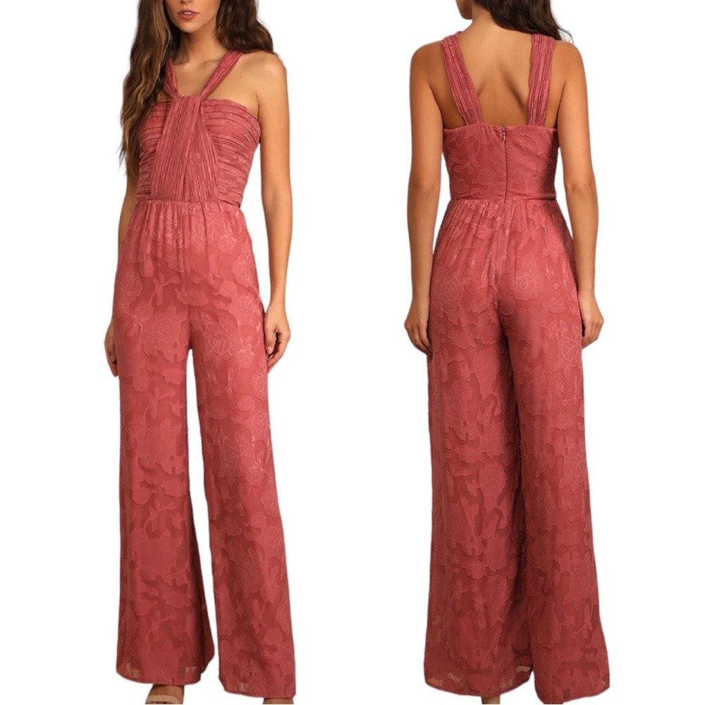 Lulus Lovely Celebration Floral Wide Leg Sleeveless Jumpsuit Size Medium - NWT