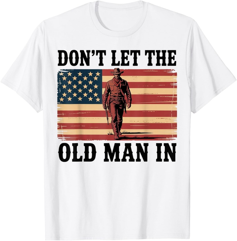 Funny Retro Don't LET The Old Man in Vintage American Flag T-Shirt