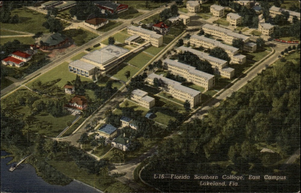 Lakeland Florida ~ Florida Southern College ~ East Campus ~ linen postcard