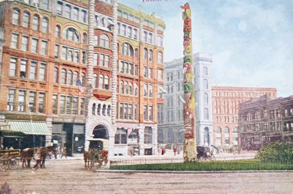 1900's Postcard Totem Pole Pioneer Square Seattle Washington Next Day Shipping