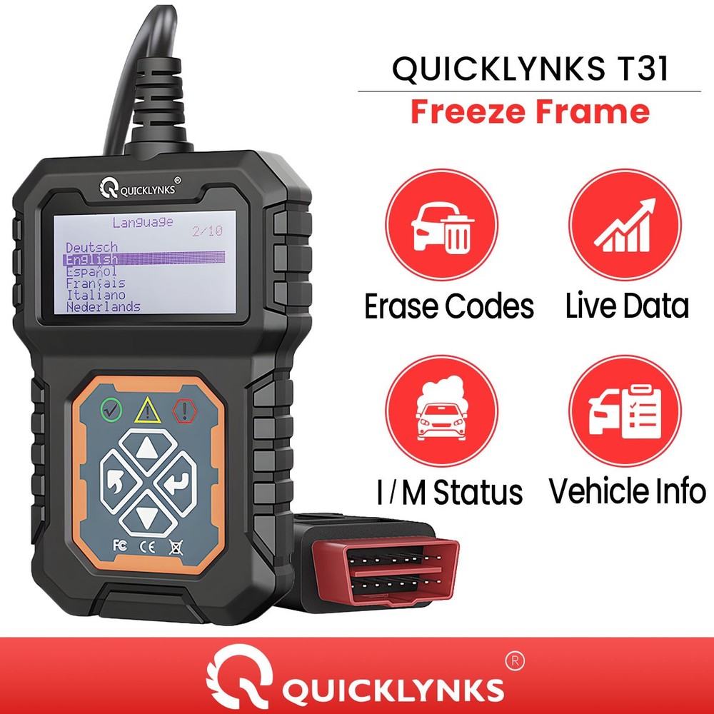 QUICKLYNKS T31 OBD2 Scanner Car Diagnostic Tool Check Engine Light Analyzer
