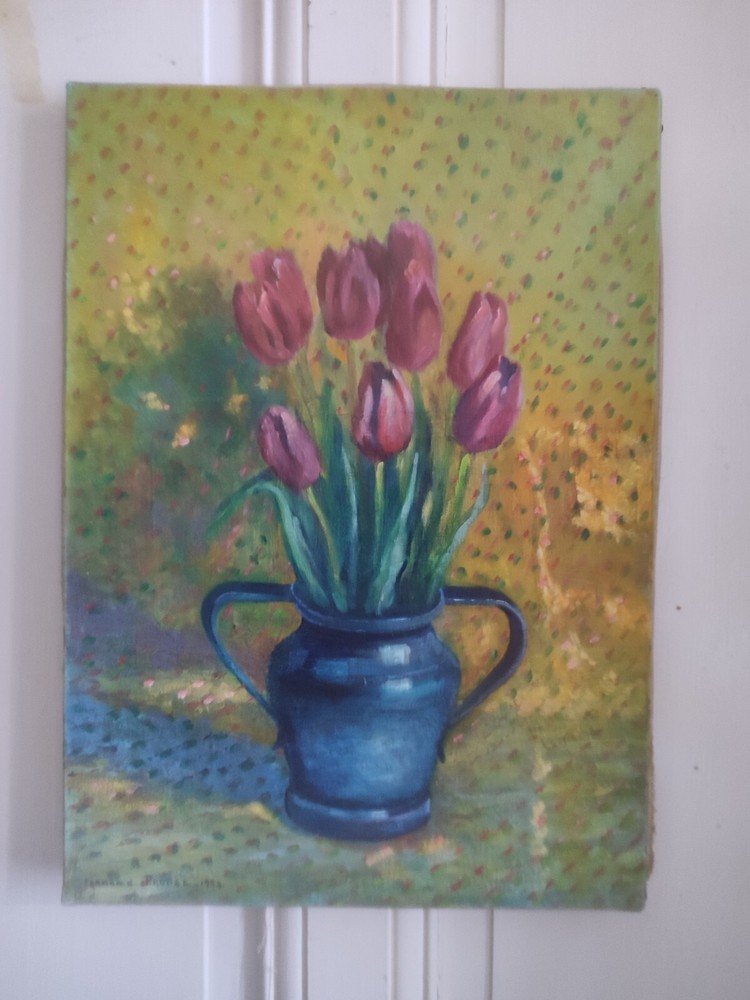 Fernand Proust (20th) Oil on Canvas Still Life Choose Flowers 