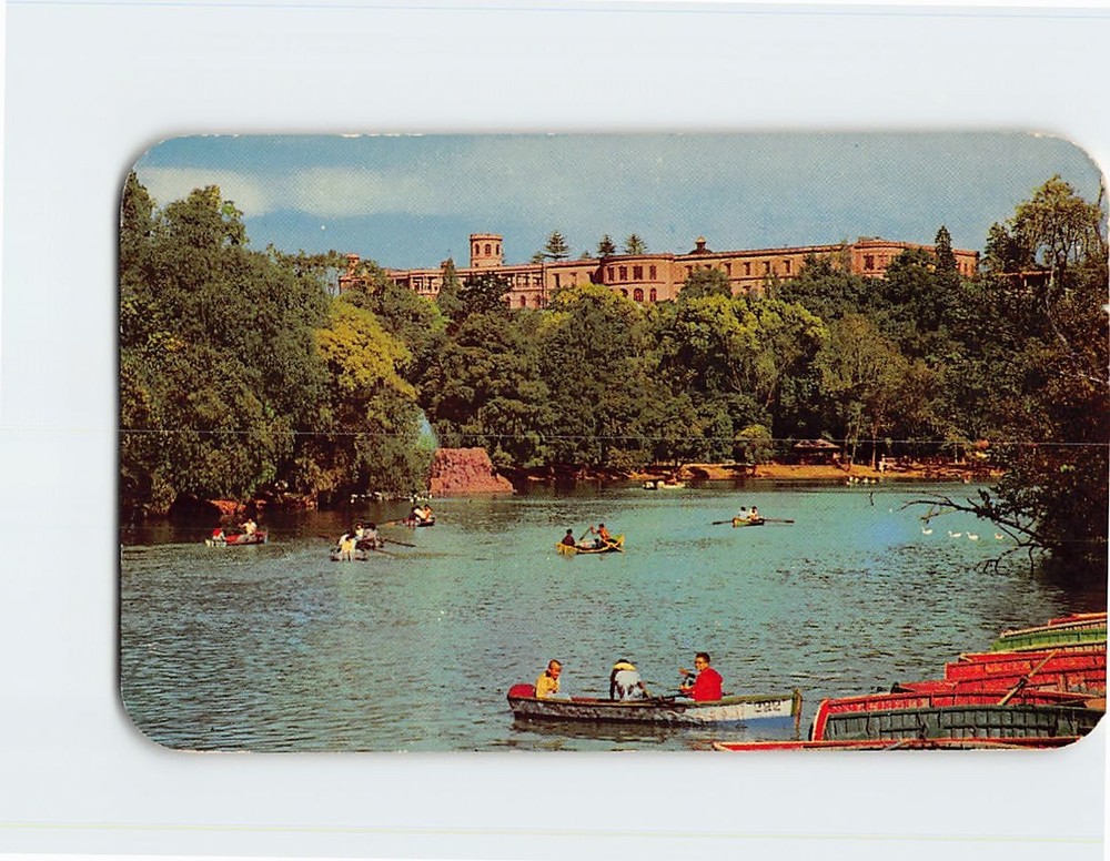 Postcard Lake Chapultepec & Castle Mexico