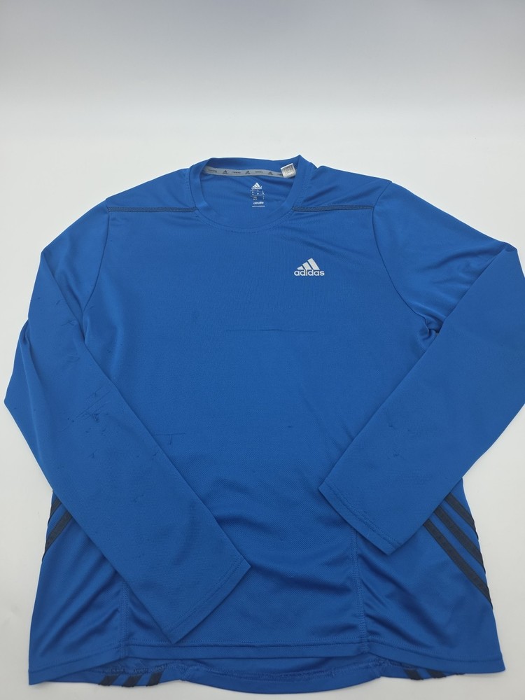 Adidas T-Shirt Men Medium Graphic Blue Longsleeve Tee. #41206