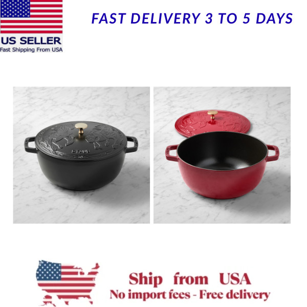 Staub Enameled Cast Iron Essential French Oven with Horse Lid, 5-Qt -Full Color