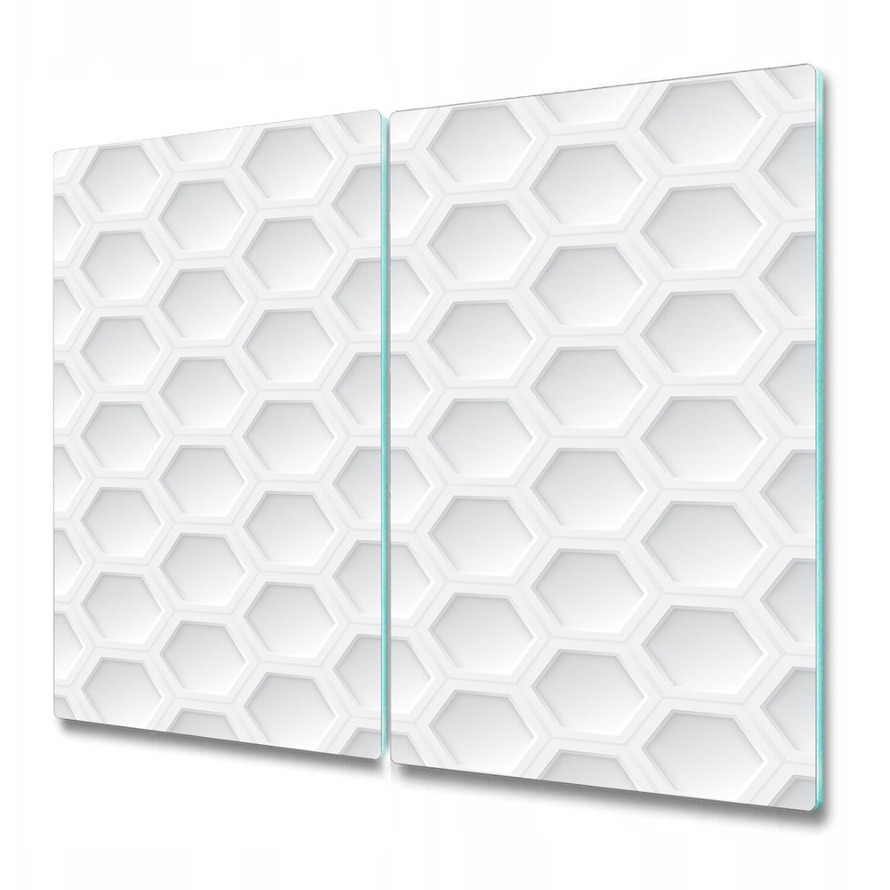 Glass Kitchen Chopping Board Worktop Saver White 3d hexagon grey art 2x30x52