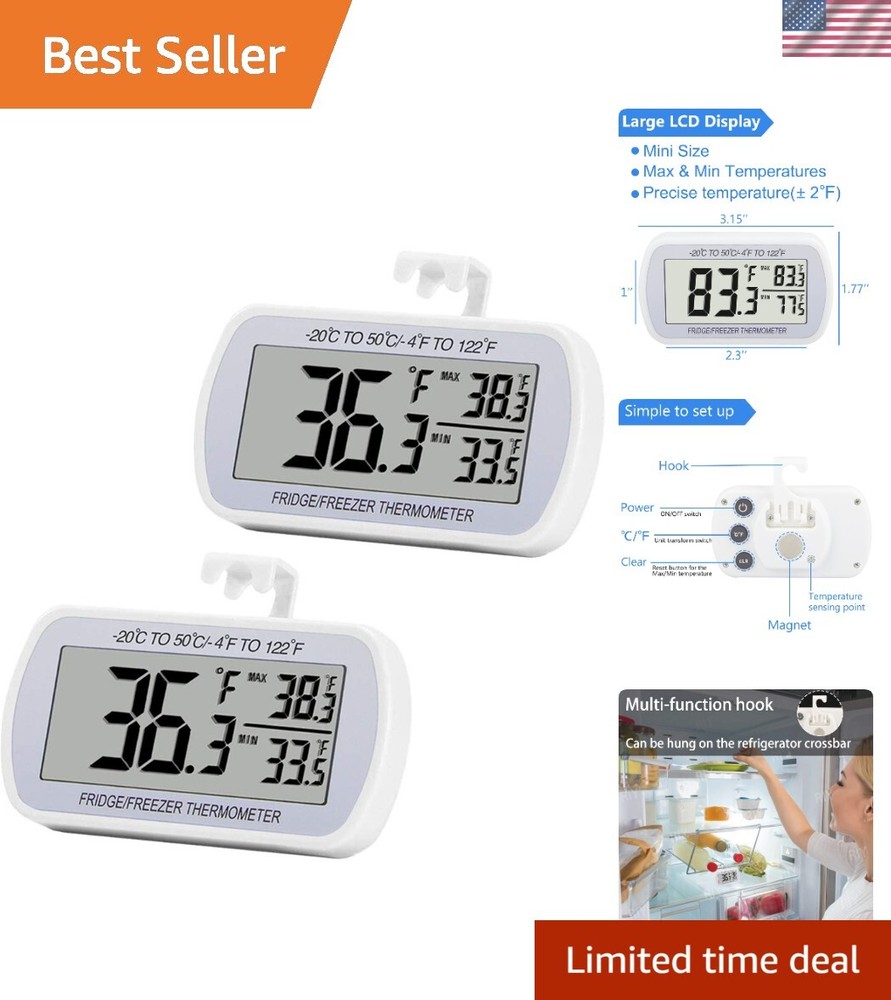 Accurate Max/Min Record LCD Thermometer 2 Pack - Reliable Temperature Monitoring-image