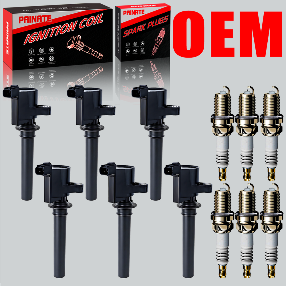 OEM 6X Ignition Coil & Iridium Spark Plugs for Ford Taurus Escape FD502 DG500
