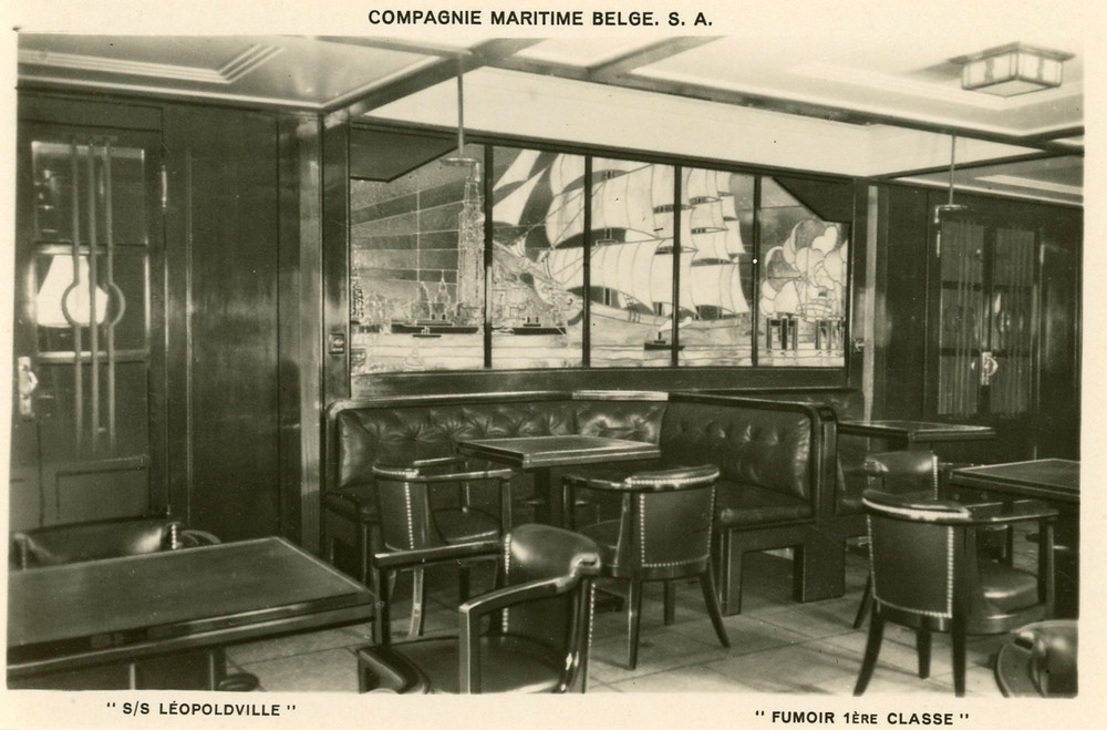 INTERIOR Cie Maritime Belge's LEOPOLDVILLE (1930)  1st Class Smoking Room (# 1)