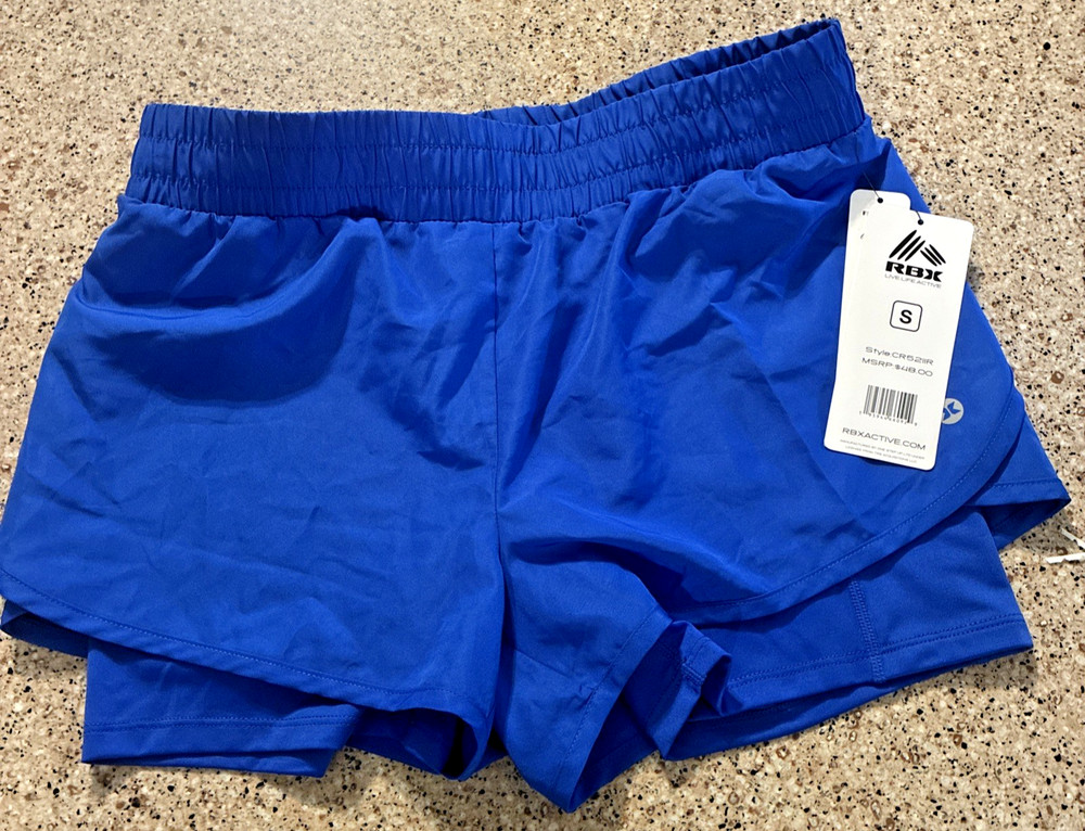 NWT RBX Women's Small Royal Blue Running Built In Shorts