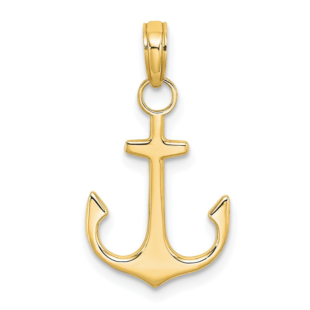 14k Yellow Gold Anchor Pendant 0.82gm 24mm x 14mm