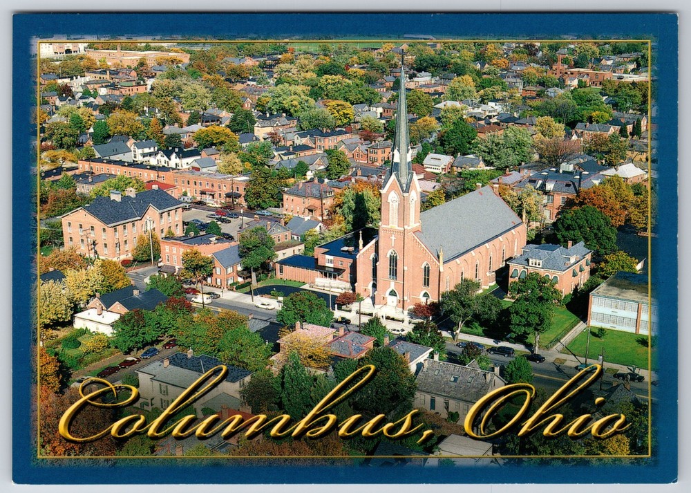 Ohio Columbus German Village St. Mary Catholic Church Aerial View 6x4 Postcard