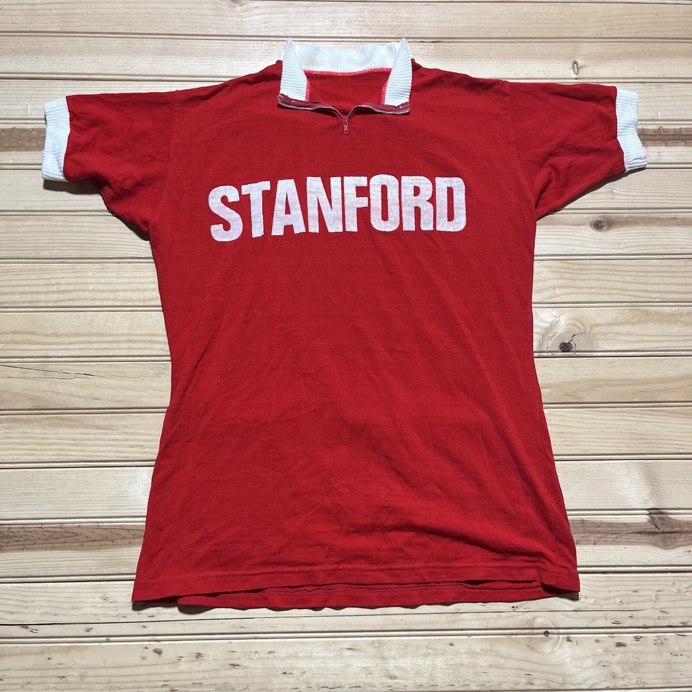 Vintage 60s Stanford University Quarter Zip Track Shirt Jersey Size Large