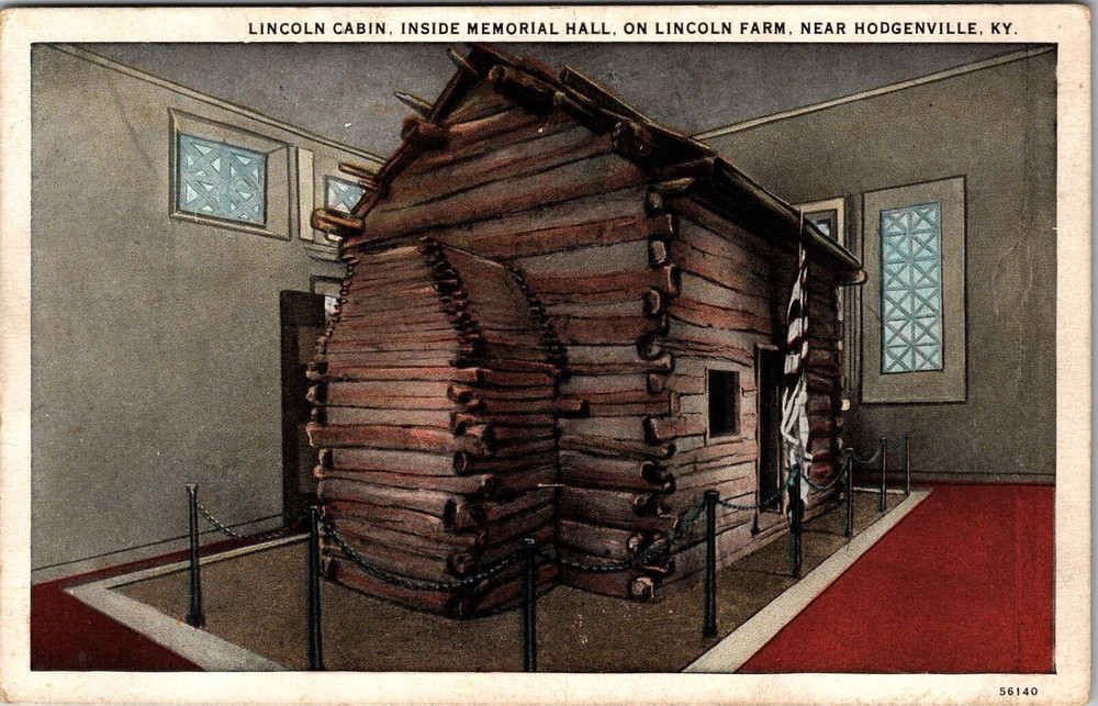 Hodgenville KY-Kentucky, Lincoln Cabin, Inside Memorial Hall, Vintage Postcard