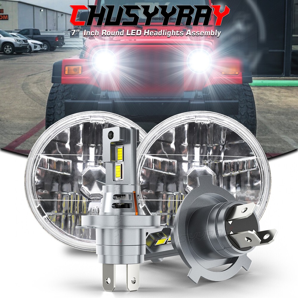 For 97-18 Jeep Wrangler JK JKU LJ TJ 7'' inch Round LED Headlight Hi-Lo Beam