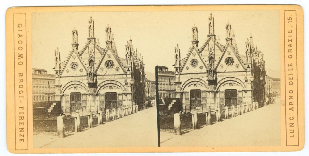 B7614~ ITALY - Early Pisa Stereoview – S. Maria Della Spina – Brogi Firenze
