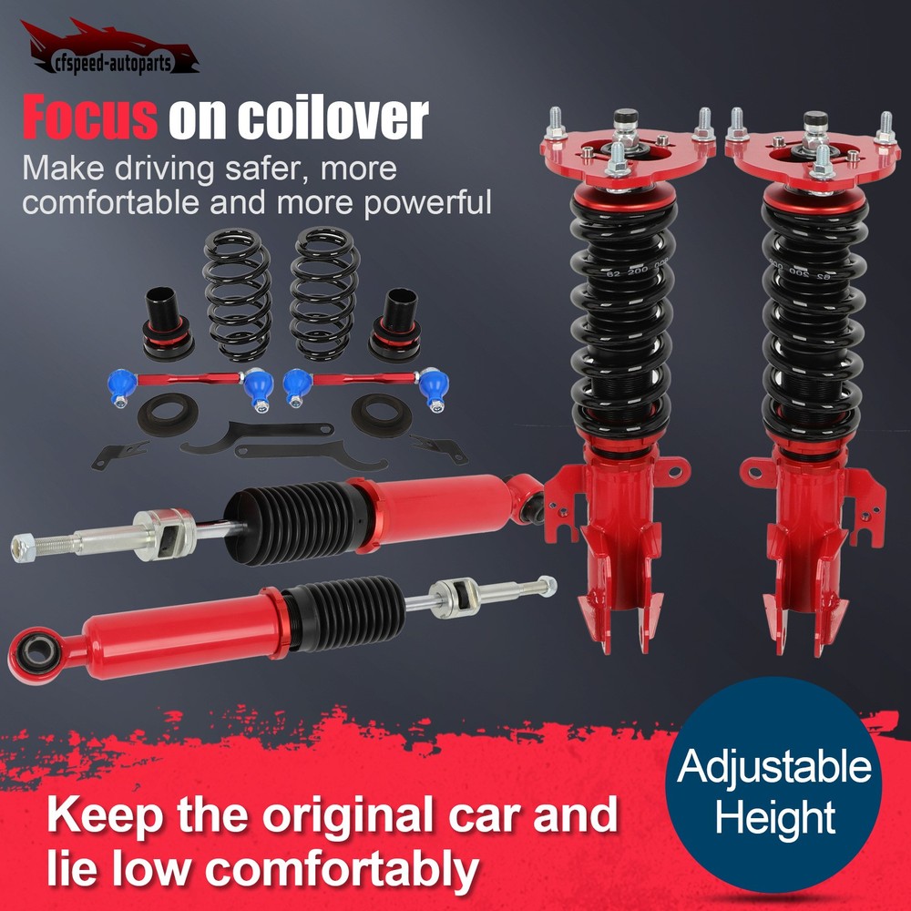 Red Coilovers Struts Shocks Suspension Kit For 18-24 Toyota Camry LE/XLE (XV70)