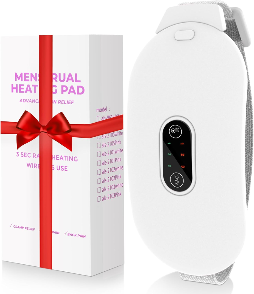 Portable Cordless Heating Pad for Period Cramps with 6 Heat Levels & Massage