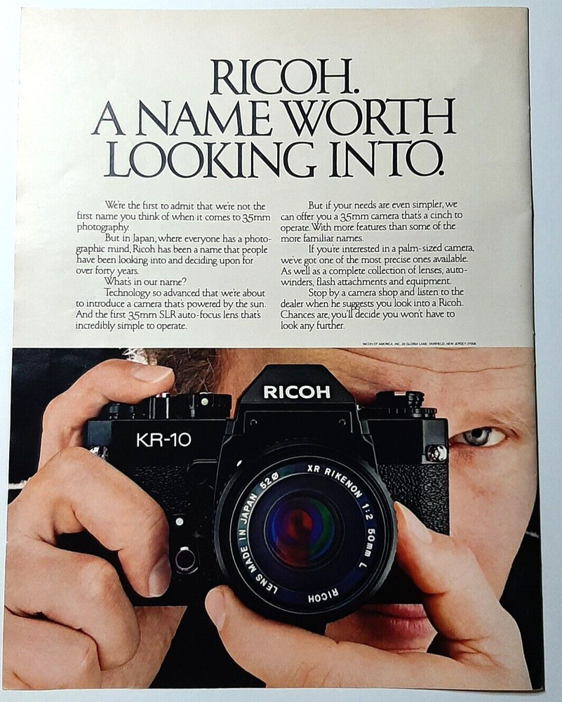 1981 Ricoh Vintage Print Ad Camera 35mm Lens Focus Photography Picture Film