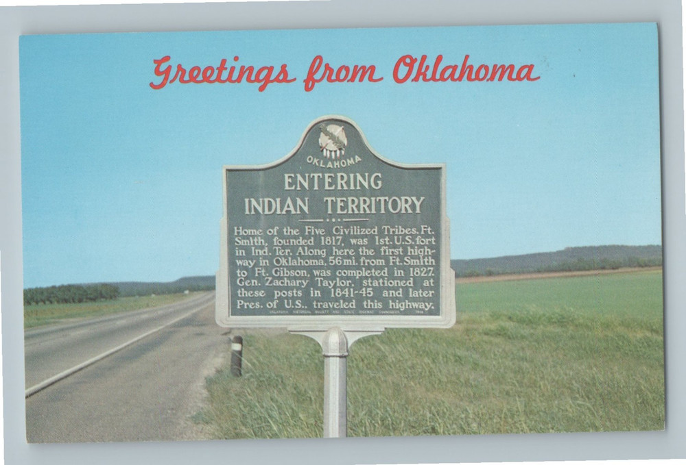 Greetings frm Oklahoma City Looking East on Park Avenue Sign Vintage Postcard K2