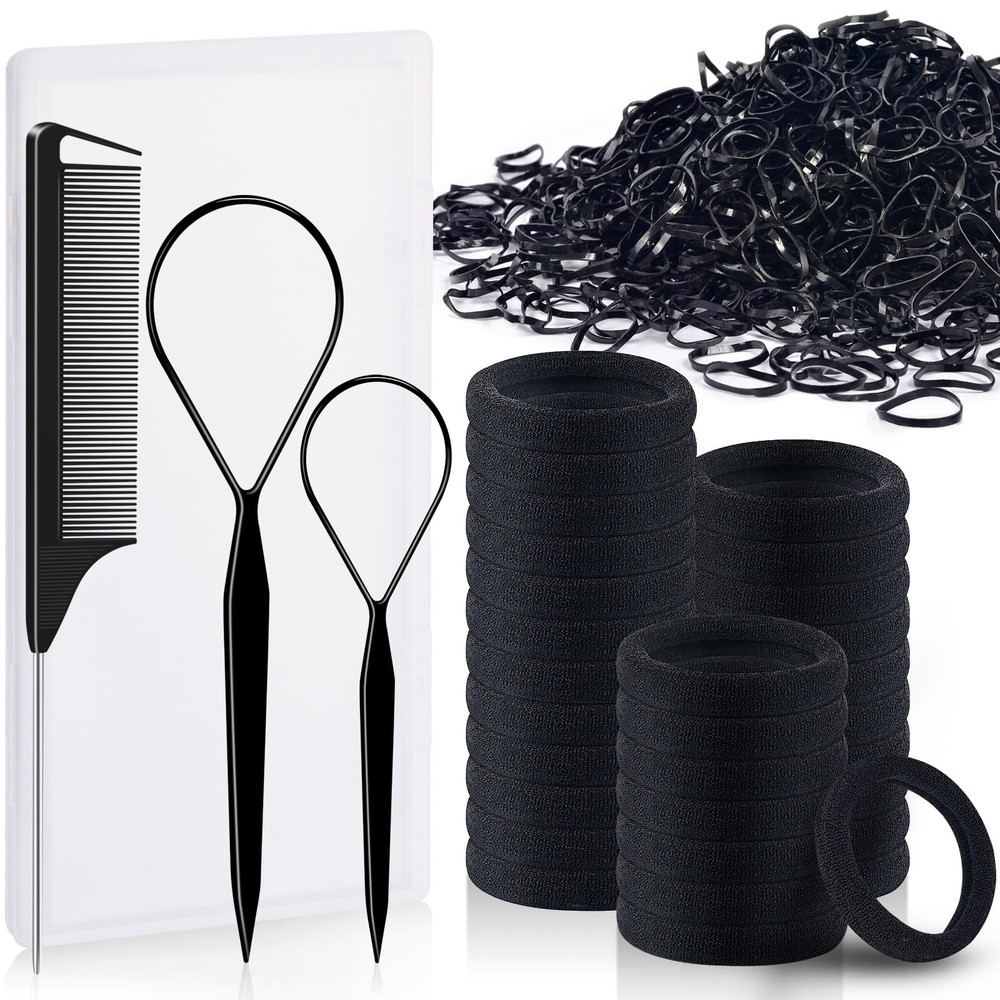 Elastic Black Hair Ties for Women and Girls - 30Pcs Hair Bands Set by TsMADDTs