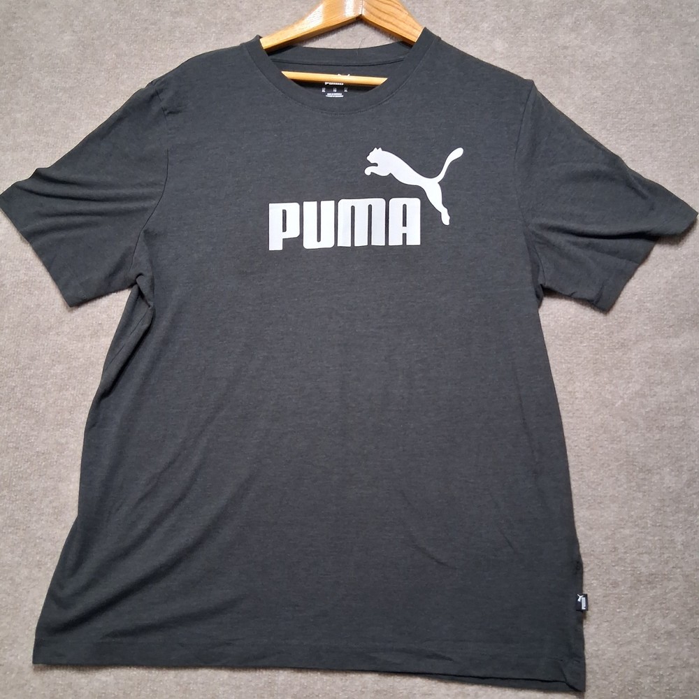 Essentials Men's Heather Logo T-Shirt Size XL Dark Gray Crew Neck Tee