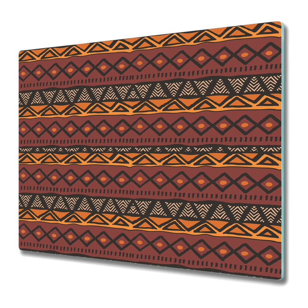 Glass Chopping Cutting Board Worktop Saver Ethnic African design large 60x52